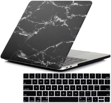 Hard Shell Case &amp; US Layout English Keypad Cover Compatible for MacBook New Pro 13" with Touch Bar and Touch ID, Model A1706/A1708/A2159/A1989, Release in 2016/2017/2018, Black Marble