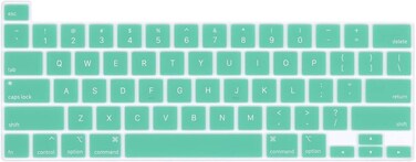 US Version English Language Silicone Keyboard Cover for Newest MacBook Pro 16" 2019 with Touch Bar Model A2141 &amp; MacBook Pro 13" 2020 with Touch Bar Model A2338 M1 M2 Chip/A2289/A2251, Mint Green