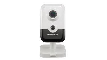 Hikvision Indoor Fixed Cube Network Camera with Built-in Mic, Speaker, and Desk Stand