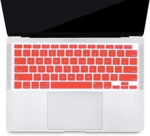 USA Version English Language Silicone Keyboard Cover Compatible for MacBook Air 13&quot; 2020 M1 Chip Model A2179/A2337 With Touch ID, Dust/Spill Protection, Easy Install &amp; Washable Protector, Red