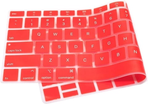 USA Version English Language Silicone Keyboard Cover Compatible for MacBook Air 13&quot; 2020 M1 Chip Model A2179/A2337 With Touch ID, Dust/Spill Protection, Easy Install &amp; Washable Protector, Red