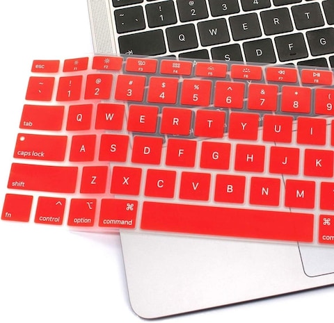 USA Version English Language Silicone Keyboard Cover Compatible for MacBook Air 13&quot; 2020 M1 Chip Model A2179/A2337 With Touch ID, Dust/Spill Protection, Easy Install &amp; Washable Protector, Red