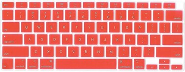 USA Version English Language Silicone Keyboard Cover Compatible for MacBook Air 13" 2020 M1 Chip Model A2179/A2337 With Touch ID, Dust/Spill Protection, Easy Install &amp; Washable Protector, Red