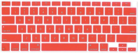 USA Version English Language Silicone Keyboard Cover Compatible for MacBook Air 13&quot; 2020 M1 Chip Model A2179/A2337 With Touch ID, Dust/Spill Protection, Easy Install &amp; Washable Protector, Red