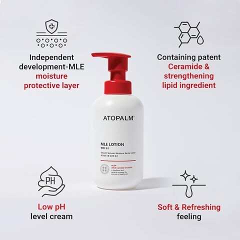 ATOPALM MLE Lotion for Sensitive Skin, 48 Hours Long Hydration with Ceramide, Long-Lasting Moisturizing Baby Lotion, Strengthening Skin Barrier, Redness-Relief 4.0Fl Oz, 120ml