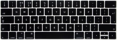 EU/UK Version English Silicone Protective Keyboard Cover for Macbook Pro 13/15 Inch with Touch Bar Model A1706/A1707/A1989/A1990/A 2159, Release 2016/2017/2018/2019, Black