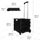 40KG Foldable Trolley, Plastic Trolley Cart with 2 Wheels and Lid, Multipurpose Utility Cart - Black