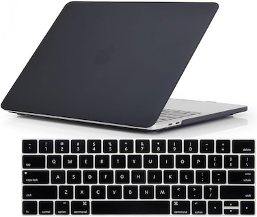 Hard Shell Case &amp; US Layout English Keypad Cover Compatible for MacBook New Pro 13" with Touch Bar and Touch ID, Model A1706/A1708/A2159/A1989, Release in 2016/2017/2018, Black