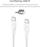 Belkin USB Type C to C Cable, 100W Power Delivery USB-IF Certified 2.0 USB C Charger Cable with Double Braided Nylon Exterior for iPhone 16, 15, iPad, MacBook, Galaxy, Pixel and More -2M, White
