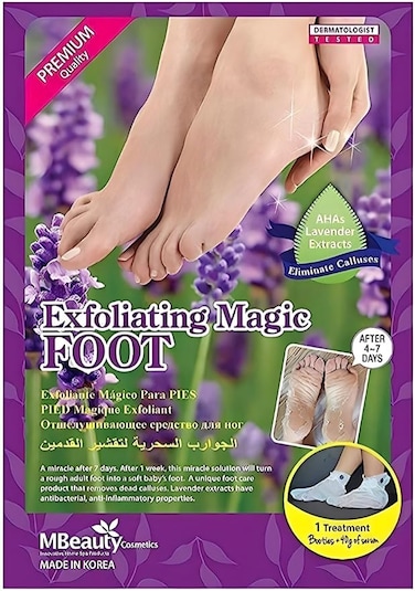 MBeauty Exfoliating Magic Foot Socks, Single Use 1 Pair Moisturizing Socks, Softens &amp; Removes Dead Calluses, Infused With Natural Ingredients, For Soft &amp; Refreshed Foot (Pack of 1)