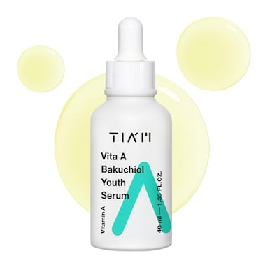 Tia'M Vita A Bakuchiol Youth Serum, Anti-Aging Facial Serum For Wrinkles, Dark Spots, Suitable For Sensitive Skin, 1.35 Fl.Oz. / 40ml
