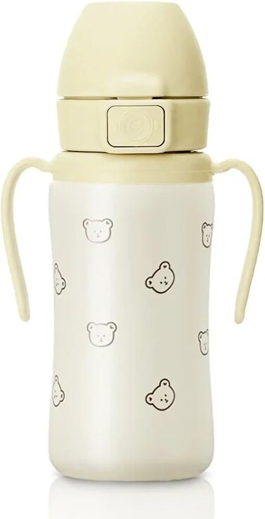 جروسميمي كوب معزول من الستانلس ستيل 316 مقاوم للانسكاب مزود بماصة وغطاء قلاب للاطفال الصغار، خال من البيسفينول ايه (دب، 10 اونصة)