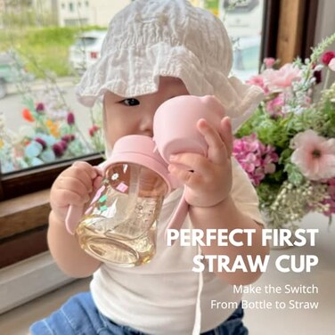 جروسميمي × نوتد كوب شرب بغطاء قلاب مضاد للانسكاب، PPSU، خالي من BPA، قشة المرحلة الثانية للأطفال الصغار (شوجر بير 6 أونصة)