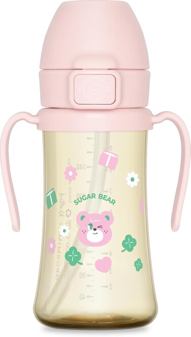 جروسميمي كوب مضاد للانسكاب بغطاء قلاب من اكس نوتد، مصنوع من البولي يوريثين الحراري والبولي بروبيلين والبولي فينيل كلورايد الخالي من البيسفينول ايه، مع ماصة للاطفال الصغار (شوجر بير 10 اونصة)