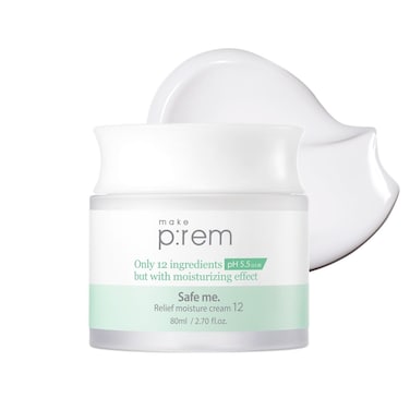 MAKE P:REM Safe Me. Relief Moisture Cream 12, Clinically Proven 48-Hour Hydration, Minimal Ingredients, EWG Green, Korean Skin Care, 80ml, 2.70 Fl.Oz