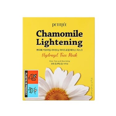 قناع الوجه هيدروجيل لتفتيح البشرة بالبابونج من بيتيتفي، عبوة من 5 قطع، وزن كل قطعة 32 غرام.