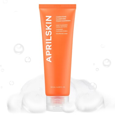 AprilskinCarrotene Clarifying Foam Cleanser - Deep Cleansing with BHAs &amp; Sebum Control for Oily, Sensitive, Acne-Prone Skin - 120ml - Vegan, Cruelty Free