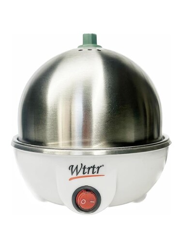 Wtrtr stainless steel Egg Cooker, 350W Electric Egg Beater, White Egg Steamer, Egg Cooker, 7 Egg Volume Steamed Egg Automatically Closed, Double Steamed Egg，605