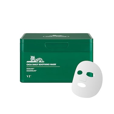 VT Cosmetics Daily Soothing Mask 30Ea, Facial Sheet Mask For Moist &amp; Hydrating, 30 Day Supply, Cica Face Mask
