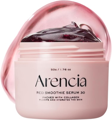 Arencia Overnight Red Smoothie Face Mask Serum, Glowing &amp; Soothing with 30% red collagen, Niacinamide, Peptide, Vitamin E