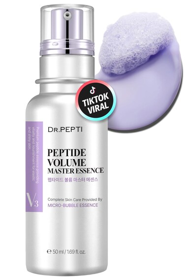 DR.PEPTI Peptide Volume Master Essence 1.69 fl oz, 11 Peptides, Hyaluronic Acid, Collagen Oxygen bubble Serum, Intense Moisturization, Face Lifting Essence Peptide Serum (50ml)