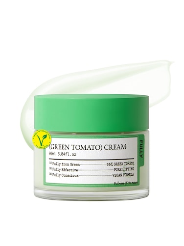FULLYGreen Tomato Facial Cream, Pore Lifting with 65% Green Tomato Extract and Vitamin C, Facial Moisturizer for Hydration and Elastcity, Fragrance Free, Vegan &amp; Dermatologically Tested, 3.04 fl,oz