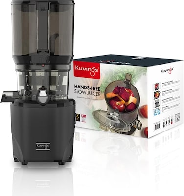 Kuvings AUTO10S Juicer - Easy Care Slow Juicer with 3L Capacity and 200W Motor Ideal for Fruit, Vegetables and Smoothies (Light Silver) (MATT BLACK)