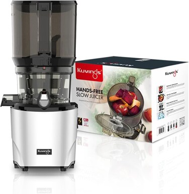Kuvings AUTO10S Juicer - Easy Care Slow Juicer with 3L Capacity and 200W Motor Ideal for Fruit, Vegetables and Smoothies (Light Silver) (MATT LIGHT SILVER)