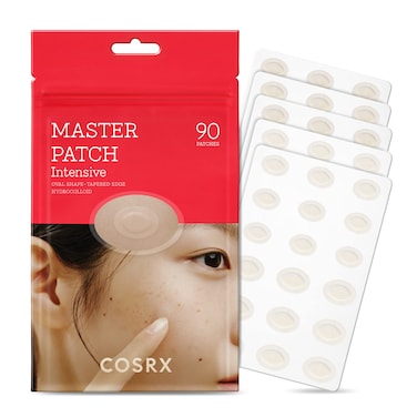 COSRXMaster Patch Intensive, Oval-Shaped Hydrocolloid Pimple Patch with Tea Tree Oil &amp; Salicylic Acid, Quick &amp; Easy Blemish, Zit, Spot Treatment (90 Patches (Medium, Large), 90, Count)