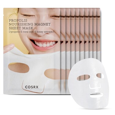 COSRX Propolis Nourishing Sheet Mask 10 EA, Soothing &amp; Plumping Honey Serum, Leave-on Face Mask for Healthy Glow &amp; Deep Moisture, Not Tested on Animals, No Parabens, No Sulfates, Korean Skin Care