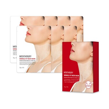 MEDITHERAPY Wrinklt-fit Neck Mask(7EA), Collagen Mesh Mask for Deep Neck Wrinkles, Hyaluronic acid, Hydrating &amp; Firming, Smoothing Fine Lines, Korean Skincare