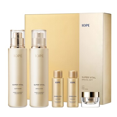 IOPE Super Vital Skin Care Set - Luxury Korean Skincare Gift Set for Anti Aging, Including Face Toner, Lotion and Moisturizer for Wrinkle Care - Facial Care Kit for All Skin, for Hydration &amp; Lifting