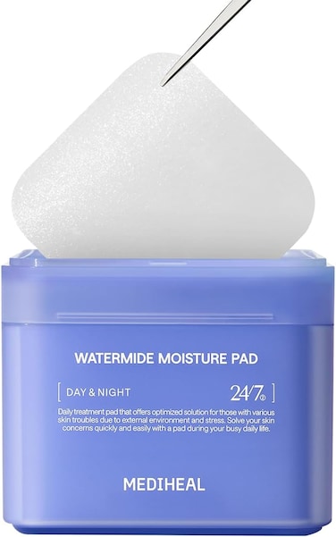 Mediheal Korean Watermide Moisture Pad 100 Pads   Day &amp; Night Hydrating Toner Pads with Icelandic Glacial Water   Moisturizes &amp; Cools Dry, Puffy, Coarse Skin