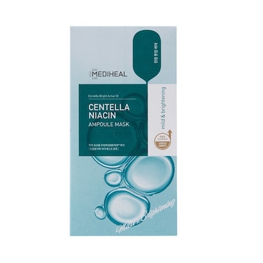 Mediheal Centella Bright Active 5X Ampoule Mask, Infused With Niacinamide, Mild &amp; Brightening, 10's, 25 ml