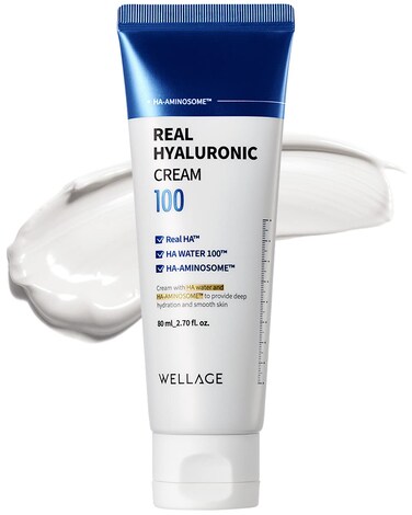 wellage Real Hyaluronic Cream 100-100% Pure Hyaluronic Acid Face Moisturizer - Powerful Moisturizing &amp; Firming for Dry Skin - Lightweight Gel Cream, 2.7oz.