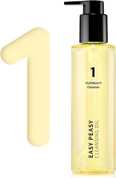 Numbuzin No.1 Easy Peasy Cleansing Oil, Makeup Removing Facial Cleanser, Unclogs Pores, Non-Heavy, Nature-Derived Ingredients, Korean Skin Care For Face, 6.76 Fl Oz