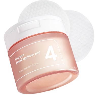 numbuzinNo.4 Pore Zero Peeled Egg Toner Pad, Gentle Exfoliator, PHA, LHA, Makeup Skin Prep, Panthenol, Korean Skin Care for Face, 70 Pads, 6.42 fl.oz