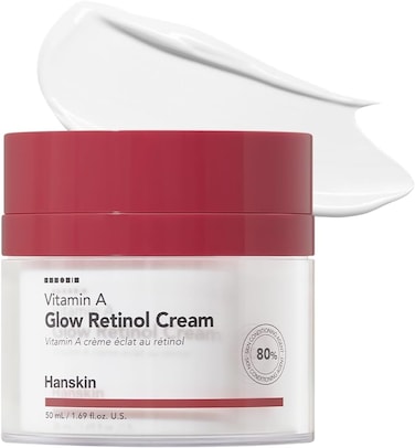 Hanskin Vitamin A Glow Retinol Cream, 50ml, Anti-Aging Moisturizing Cream, Repairs Fine Lines &amp; Wrinkles, Firming, Smoothing &amp; Revitalizing, Radiant Glow