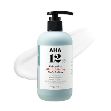 Village 11 Factory Relax Day AHA Exfoliation Body Lotion Glycolic Acid 12% (300G) Korean Skincare- Exfoliating And Rejuvenating- Smooth Removal Of Dead Skin Cells - Unscented - Paraben Free