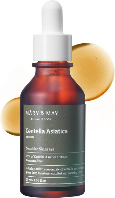 Mary&amp;May Centella Asiatica Serum, 95% of Centella Asiatica Extract to soothe sensitive skin, Fragrance Free 1.01 fl oz
