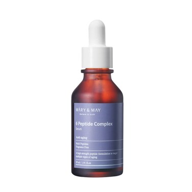 Mary&amp;May 6 Peptide Complex Serum - Advanced Wrinkle Improvement with Firming and Lifting Effects - Korean Skincare - Fragrance Free, Hypoallergenic, Quick Absorbing, 1.01oz.