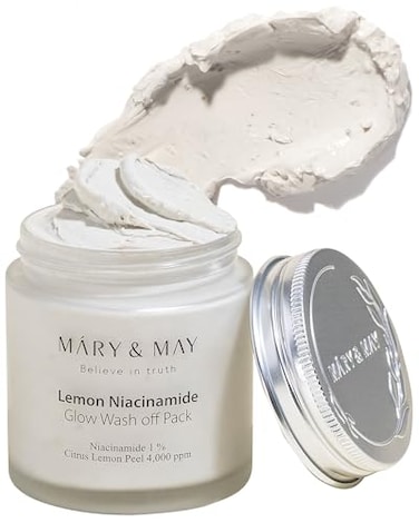 Mary&amp;May Lemon Niacinamide Glow Wash Off Pack - Vitamin C Clarifying, Sebum Control, Deep Hydration - Korean Skincare, Ewg Green Grade, Hypoallergenic, 125G