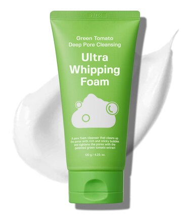 Green Tomato Deep Pore Cleansing Ultra Whipping Foam 120g, Deep cleansing facial wash foam, Blackhead Remover, Double Cleansing, Korean Facial Cleanser, Korean skincare
