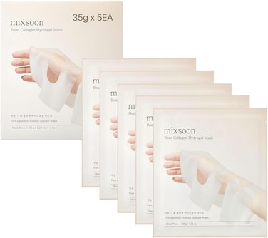 Mixsoon Bean Collagen Hydrogel Mask 1Pack(35Gx5EA) Low Molecular Deep Nutrition, Radiance, Hydration All-In-One Firming, Ingredients Absorbing Over Time Korean Glass Skin Care