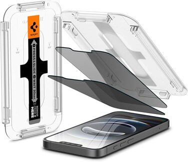 Spigen GLAStR EZ FIT PRIVACY [2 Pack] designed for iPhone 16e / iPhone 14 / iPhone 13 Pro/iPhone 13 Privacy Screen Protector (6.1 inch) Premium Tempered Glass with Auto Align technology