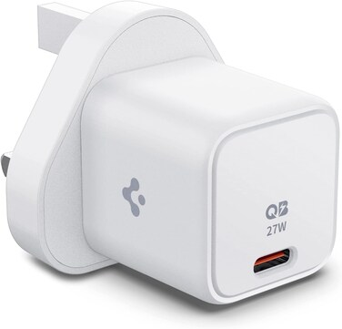 Spigen 27W USB C Wall Charger PD 3.0 PPS Fast Charging Power Adapter for iPhone 17 16 15 Series Galaxy S25 S24 S23 Ultra Z Fold 7 Z Flip iPad Air Tablets USB-C Phones &ndash; White
