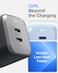 Spigen 65W Dual USB C 2 Ports Wall Charger GaN III Tech PD 3.0 PPS Ultra Fast Charging Adapter for iPhone 17 16 15 14 13 12 Pro Max Macbook Air iPad Pro Pixel 10 Samsung Galaxy S25 Ultra - White