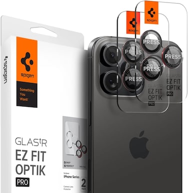 Spigen GLAStR EZ-Fit Optik PRO Camera Lens Screen Protector for iPhone 16 Pro Max/iPhone 16 Pro/iPhone 15/14 Pro Max/iPhone 15/14 Pro - L-Series Edition [2 Pack]