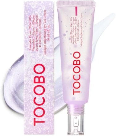 TOCOBO Collagen Brightening Eye Gel Cream 1.73oz / 49g   Quartz Water, Lavender Water Extract, Brightening Eye Care, Eye Lifting   Vegan, Collagen Eye cream