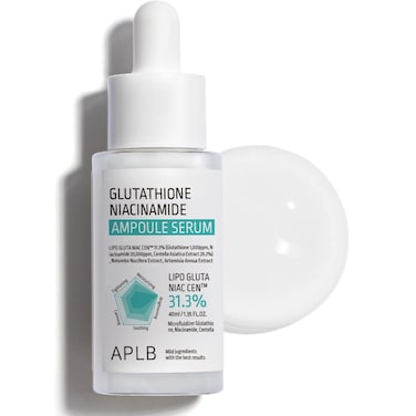APLBGlutathione Niacinamide Ampoule Serum, LIPO GLUTA NIAC CEN&acirc;&bdquo;&cent; 31.3% 1.35 FL.OZ/Korean Skincare, Long lasting moisturizing, Improve skin elasticity, Revitalize for gentle and improve skin texture